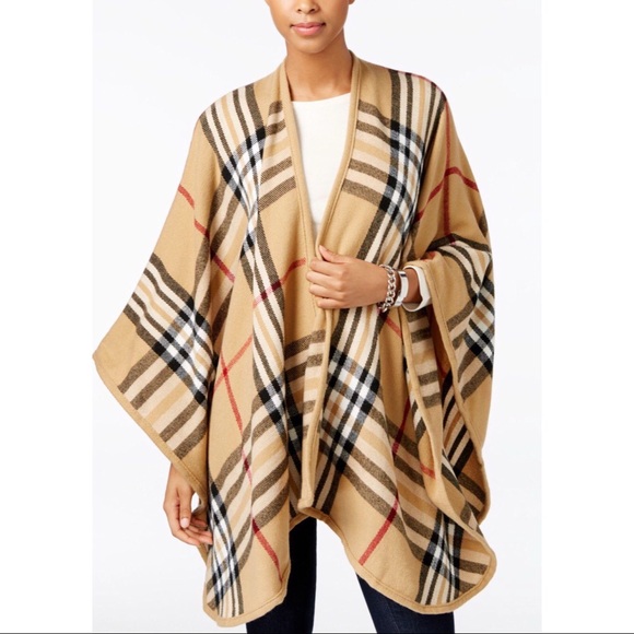 burberry plaid poncho
